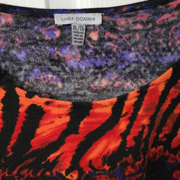 Linea Domani animal print top with knotted hem XL NWOT - Picture 2 of 4